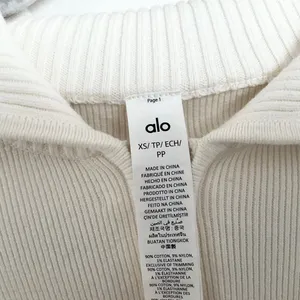 Alo Yoga Scholar Knit Cropped Full Zip Jacket Ivory XS thumbnail 3