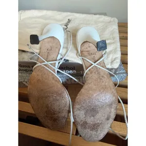 Manolo Blahnik White Leather Lace-Up Sandals Heels Size 37.5 thumbnail 7
