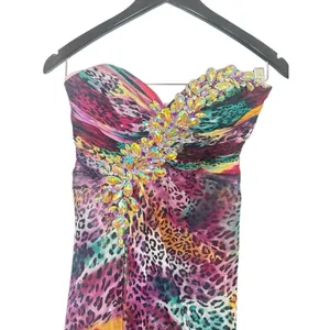 Tony Bowls Purple Watercolor Leopard‎ Print Prom Dress Strapless Formal Gown 2 thumbnail 4