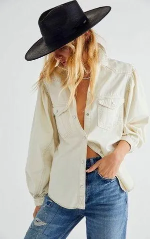 Free People With Live White Denim Buttondown thumbnail 1