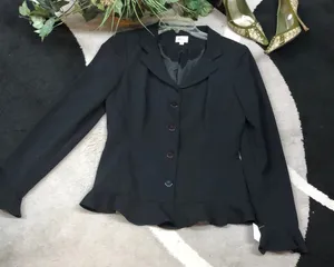 Neiman Marcus Size 4 Black blazer with ruffles edges thumbnail 1