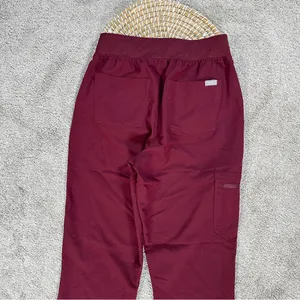 Figs Women’s High Waisted Zamora Jogger Scrub Pants Pull On in Burgundy ST thumbnail 8