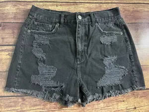 American Eagle Outfitters Black Distressed High-Rise Jean Shorts Size 2 thumbnail 1