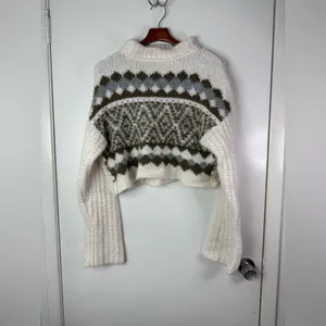 Free People White and Brown Cowl Neck Sweater thumbnail 2