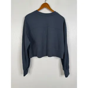 AYBL Womens Cropped Sweatshirt Large Charcoal Gray Activewear Crewneck Pullover thumbnail 2