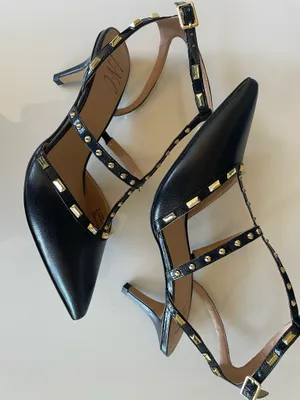 NWT INC Womens Black Padded Studded Carma Pointed Toe Kitten Pumps Shoes 6.5M thumbnail 3