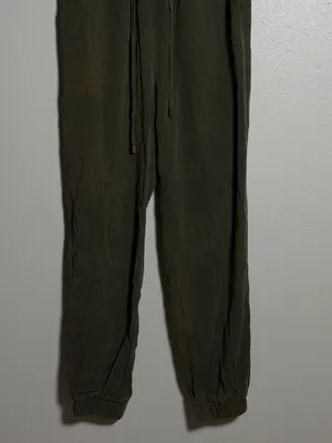 Zara Women Elastic Waist Preppy Olive Green Drawstring Jogger‎ Pants size S thumbnail 3