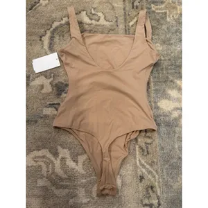 SKIMS Fits Everybody Square Neck Thong Bodysuit Nude Size XS NWT $60 thumbnail 4