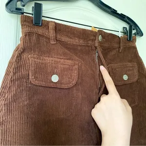 Reformation Skirt Elia Patch Pocket Corduroy Mini‎ High-Waisted Cafe 26 NWT thumbnail 2