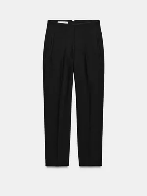 ZARA Black High Waist Front Seam Straight Leg Tailored Trousers Pants Size S thumbnail 12