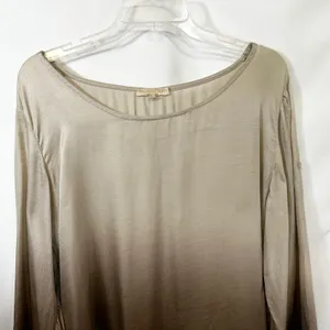 Prontomoda Giusy XL Top Ombre Silk Italy Quiet Luxury Old Money Dip Dye 1769‎ thumbnail 5
