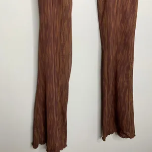 House of CB Erin Mesh Chocolate Brown Print Flare Pants Womens Small thumbnail 5