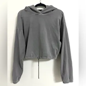 Aritzia The Group by Babaton Weekender Pullover Cinch Cropped Hoodie Gray Small thumbnail 2