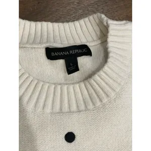 Banana Republic L White Black Polka Dot Knit Sweater thumbnail 2