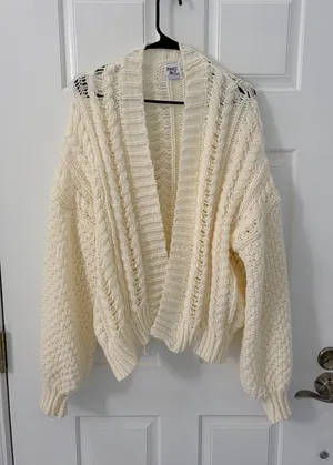 Princess Polly Cream Cable Knit Open-Front Cardigan thumbnail 1