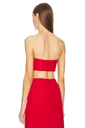 Bardot Akasha Crop Top in Deep Red thumbnail 3