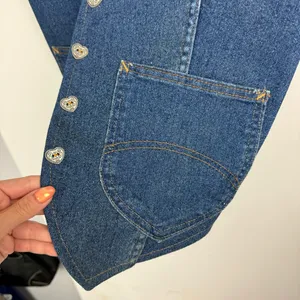 Vtg Chic Denim Western Vest Dark Wash Heart Buttons Sz Medium thumbnail 8