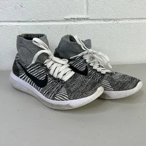 NIKE Mesh HighTop Athletic Sneakers sz 8 Gray/White 818677-101 lunarepic flyknit thumbnail 2