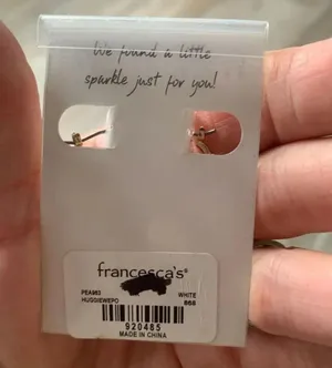 Francesca’s Smiley Hoop Earrings White And Gold NWT thumbnail 5