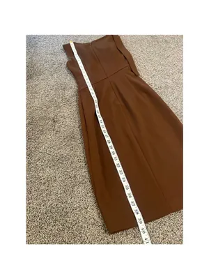Calvin Klein Brown Bow Shoulder Midi Dress Size 2 thumbnail 11