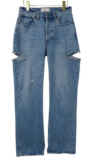 Abercrombie & Fitch The 90's Baggy Low Rise Jeans Straight Leg Size 2 thumbnail 1