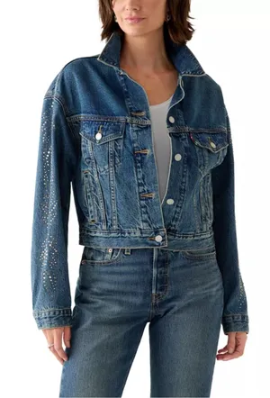 NEW Levi’s Shrunken '90s Bling Solargenic Cropped Trucker Jacket - Size XL thumbnail 1