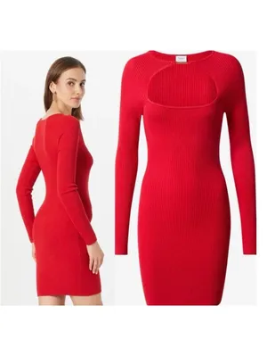 Abercrombie & Fitch ribbed knit red mini dress chest cutout size small bodycon thumbnail 9