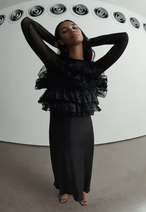 Black Contrast Camisole Combination Dress thumbnail 4