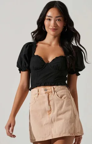 ASTR the Label Women's Feronia Top, black crop top, size Medium thumbnail 1