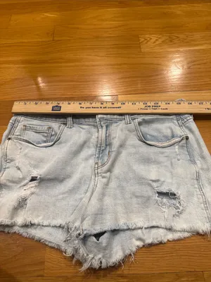 Old Navy boyfriend dristress raw hem light blue jeans size 8 . thumbnail 4