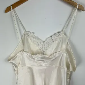 Vtg Y2K Cinema Etoile Satin Slip Cami Tank Embellished Lace Sz Large thumbnail 10
