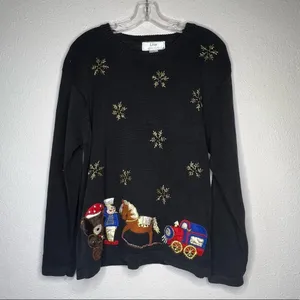Vintage Lisa International Beaded Christmas‎ Sweater thumbnail 5
