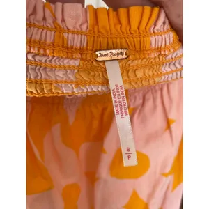Free People Mila Floral Mini Dress S Boho‎ Puff Sleeve Smocked Pink Orange Beach thumbnail 6