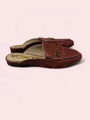 Sam Edelman Pink Plaid Patent Leather Horsebit Mules thumbnail 2