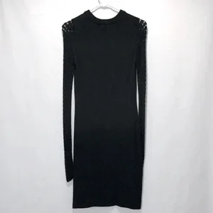 Bar III Imperfect black sweater dress crochet sleeves stretchy versatile‎ neutral fall m thumbnail 2