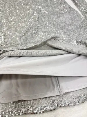 Abercrombie & Fitch Silver Shimmering Sequin Long Sleeve Mini Dress Size S thumbnail 14