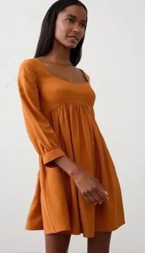 ✨Banana Republic GATHERED-WAIST ORANGE MINI SZ MEDIUM DRESS✨ thumbnail 1