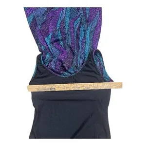 Women Unitard Maxi Dress Size S Ballroom Leotard Split Dress Purple Glitter thumbnail 8