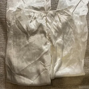 6 cream silky zip up trouser pants White thumbnail 3