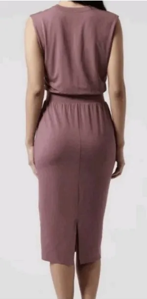 Athleta Santorini Cinch Dress Size Large Tawny Rose Athleisure Travel Stretch thumbnail 1