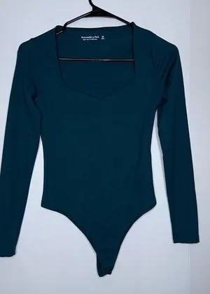 Abercrombie & Fitch green soft A&F collection long sleeve bodysuit size XS thumbnail 1