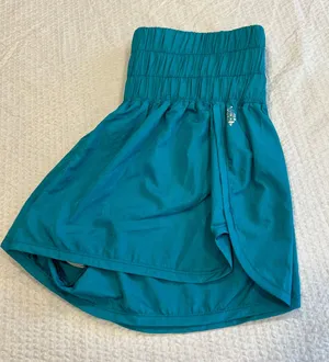 Free people movement metallic teal high rise shorts S women thumbnail 1