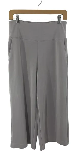 Athleta Womens Seasoft Wide Leg Crop Pants Neutral Medium Boho Gray Lagenlook thumbnail 2