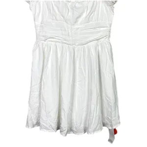 NWT Cider Linen Blend Ruched Ruffle Square Neck Mini Dress Zip Back Large White thumbnail 4