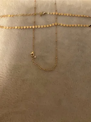 Gold Layered Necklace Trio - Delicate Disc and Chain Set thumbnail 4