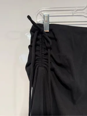 Aerie Classic Black Women's Drawstring Midi Skirt thumbnail 3