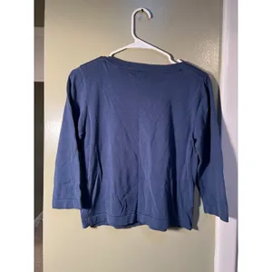 Coldwater Creek Women's Size Small Boatneck Sweater 3/4 Sleeve Blue Gray Silk thumbnail 5