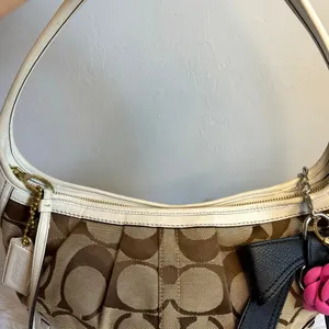 y2k COACH Brown Cream Signature Ergo Hobo Shoulder Bag thumbnail 4