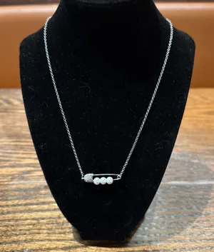 Safety Pin Pearl Necklace – Functional Pin Opens Silver thumbnail 1