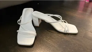 White Strappy Blocked Kitten Heels Size 6.5 thumbnail 1